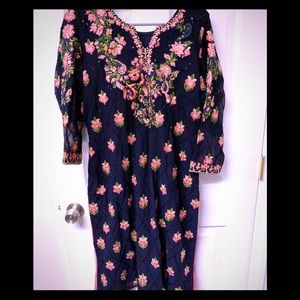 Navy blue Shalwar kameez embroidered suit EUC